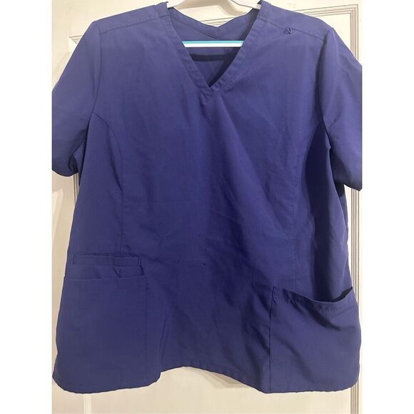 Maevn Women's Active V-Neck Pocket Scrub Top Purple XXL 2XL - Picture 1 of 5